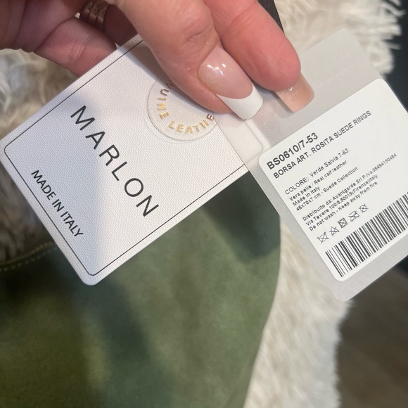 💚NWT-MARLON Made In Italy, GORGEOUS SAGE COLOR Genuine Calf Leather Suede Hobo💚💚 - Picture 9 of 16